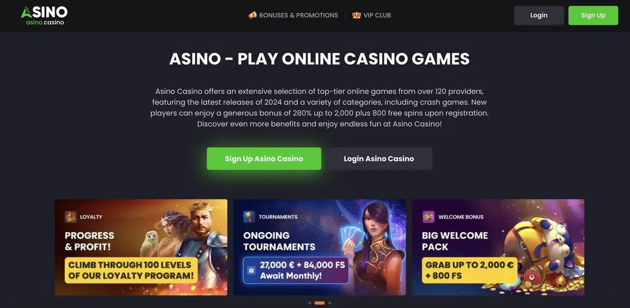 Asino Casino interface
